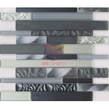 Blue Aluminium with Strip Featured Glass Crystal Mosaic (CFS594)